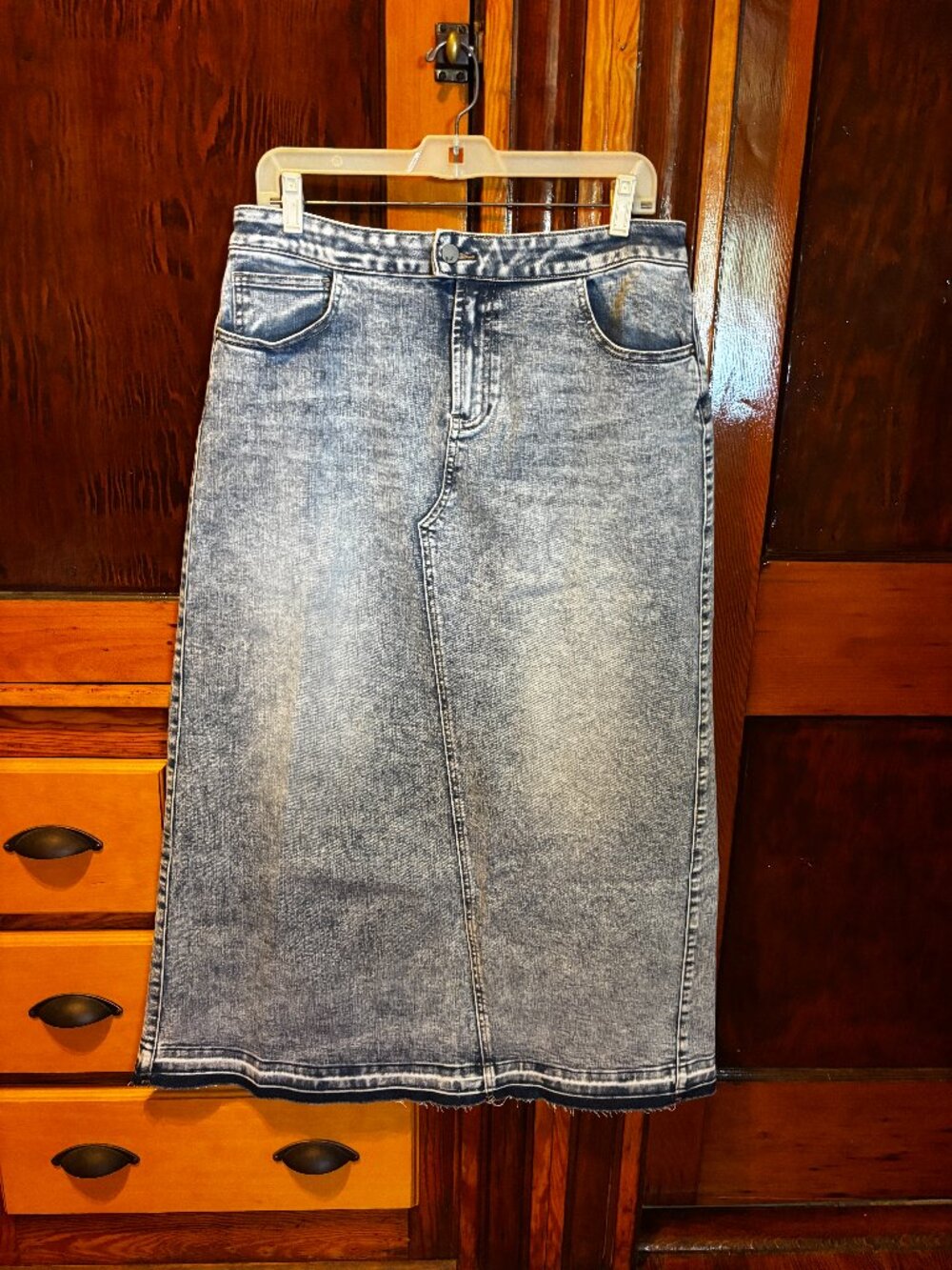 Wash Lab Azure Wash Denim Midi Skirt Size Waist 30